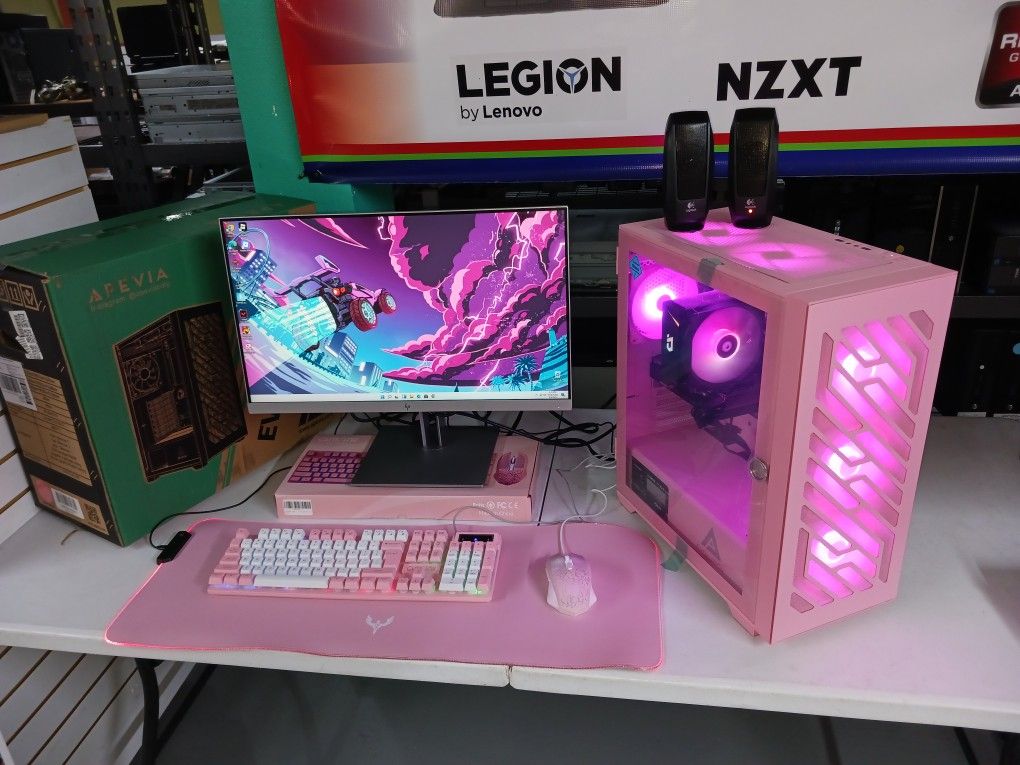 Pink Gaming Computer Setup 80 Games +Wi-Fi +Windows 11Pro 