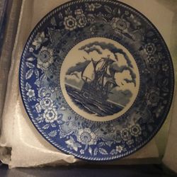 Two Boxes Of Antique Plates. 