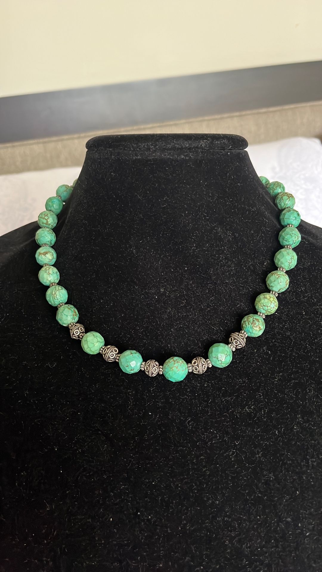 Vintage Necklace With Turquoise Stones Beads