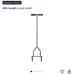 Yard Butler Grass dethatching turf plug core aeration tool, 37 inches, gray.