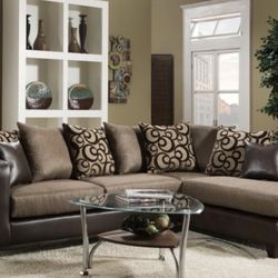 110 Brown Sectional Couch 