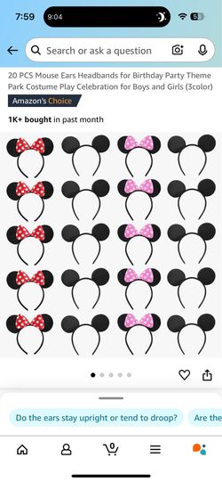 17 PCS Mouse Ears Headbands (3 styles)