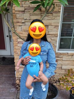 1st mother’s day outfit of baby newborn in blue & 9 months in light yellow