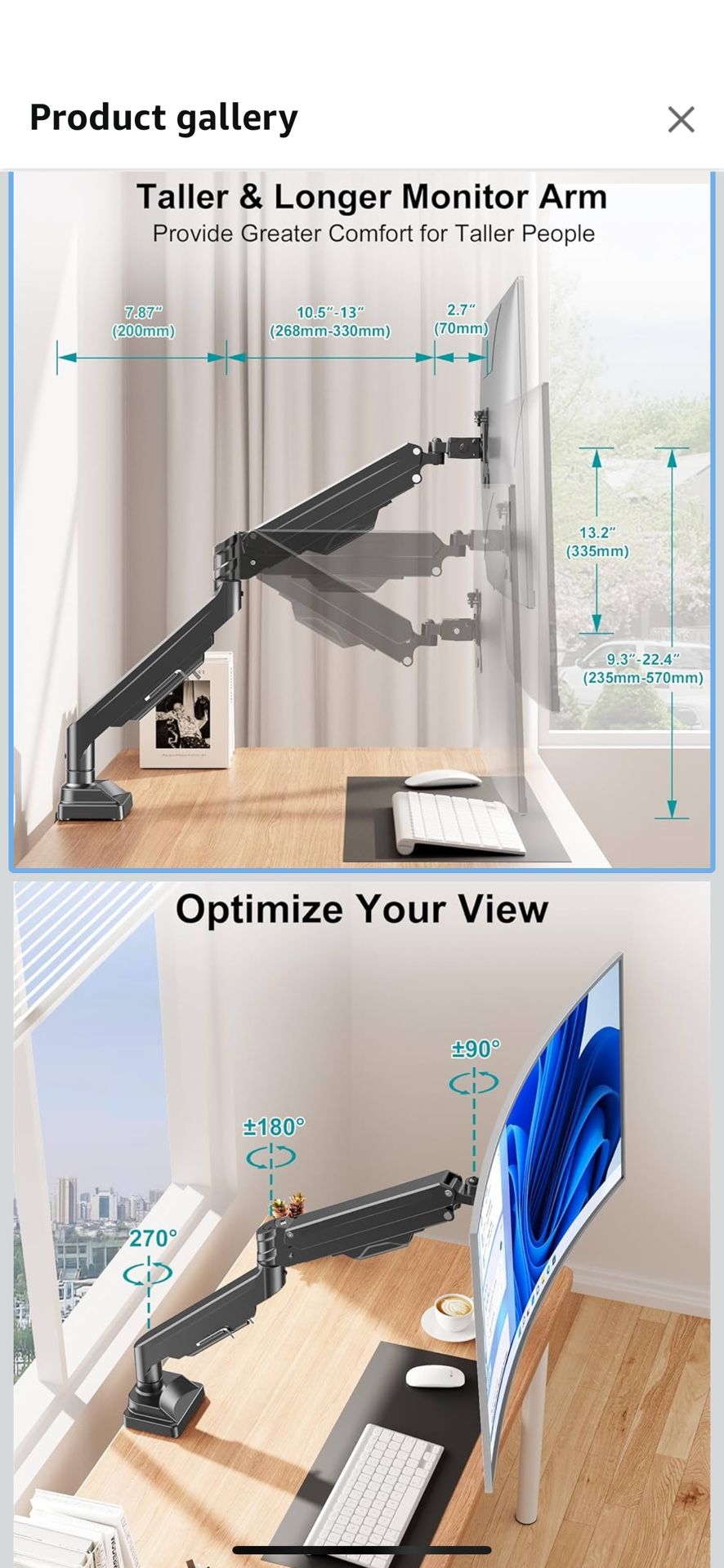  MOUNT PRO Single Monitor Arm for Max 43 Inch Computer Screen up to 33lbs, Heavy Duty Ultrawide Monitor Stand, Premium Fully Adjustable Gas Spring