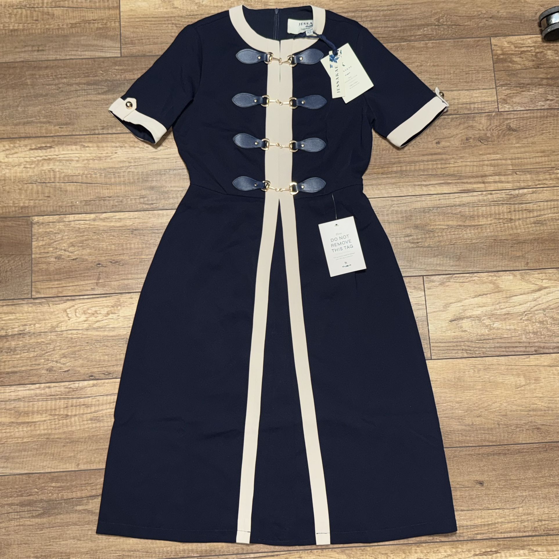 JessaKae Fox Group Grace Navy & Cream Designer Formal Long Dress Womens XS NEW!