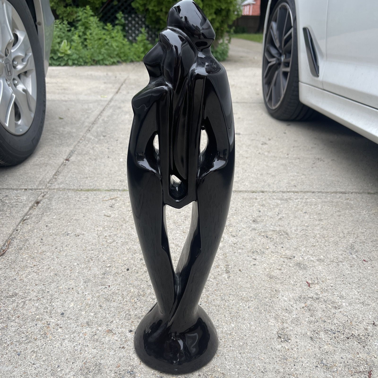 Haeger Pottery Vintage 1980's Lovers Standing Couple Statue Art Deco 20" Black