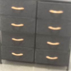 Fithood 4-Tier Wide Drawer Dresser, Storage Unit with 8 Easy Pull Fabric Drawers and Metal Frame, Wooden Tabletop for Closets, Nursery, Dorm Room, Hal