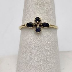 14kt 1.1G Yellow Gold Blue Stone Ring