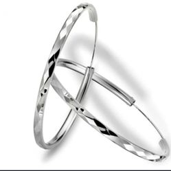 large 925 Sterling Silver Diamond Cut Large Hoop earrings 2.75”