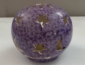 Purple Ceramic Star Cutout Tea Light Holder