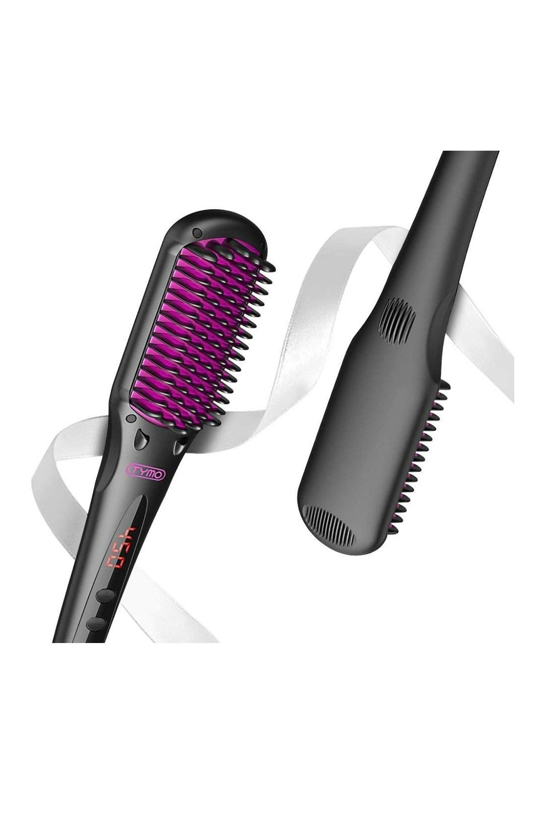 (W1) TYMO Hair Straightener Brush - Enhanced Ionic Straightening Brush with 16 Heat Levels for Frizz-Free Silky Hair, Anti-Scald & Auto-Off Safe