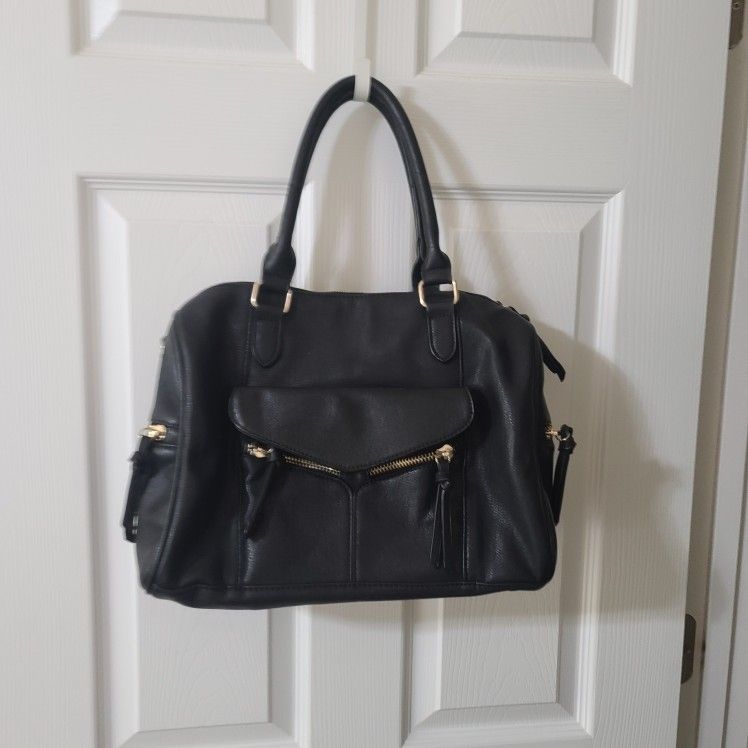 Leather Black Purse Many Pockets