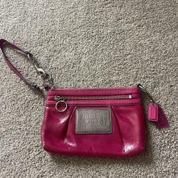 Coach Poppy Collection, Pink Patent Leather Wristlet 