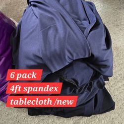 6 pack, 4ft  Spandex Tablecloth New  