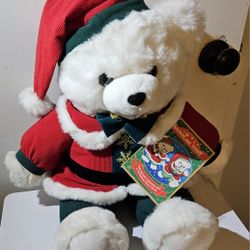 Vintage 1995 Christmas Snowflake White Teddy Bear With Book Collectible

