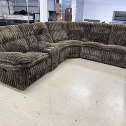 Coffee Corduroy Sectional Reclining And Storage 