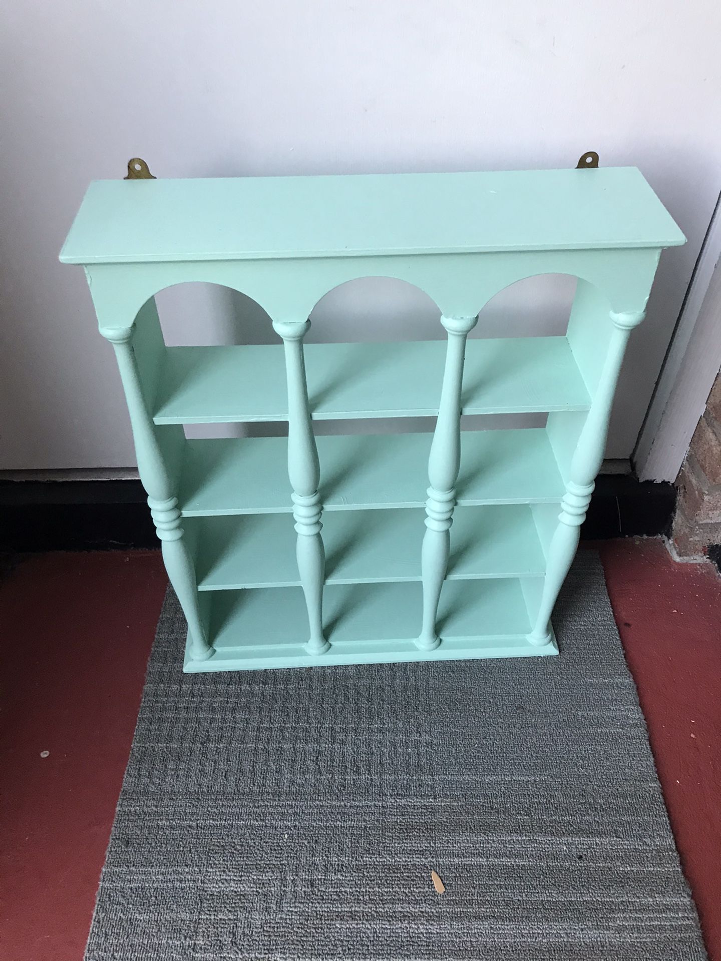 Aqua Turquoise Wood Wall Curio Shelves