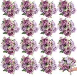 16 Bundles Artificial Peonies Silk Peonies Faux Flower Bouquet Fake Peony Flower Arrangements Table Centerpieces for Vase Wedding Party Boho Home Offi