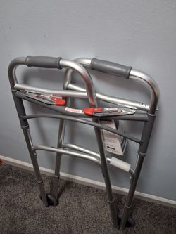 Deluxe two button folding walker adult with five inch wheels