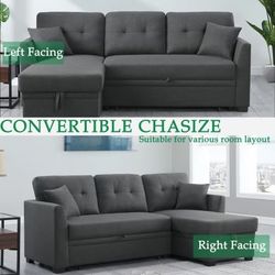 Dark Gray Sectional Couch 🛋️ With Storage Space And Pull Out Bed Brand New In Box 📦 