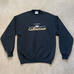 Vintage Black Gulfstream Embroidered Crewneck Sweatshirt - Jerzees - Size Medium