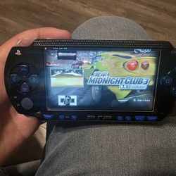 Playstation Psp 1000 Black/Blue Phat Mod--ded Video Game Console IPS screen upgrade