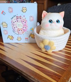 Jumbo Cute Cat Squishy with Original Box & Basket