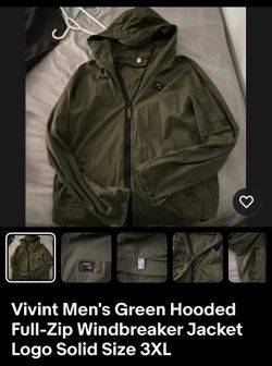 Vivint Men's Green Hooded Full-Zip Windbreaker Jacket