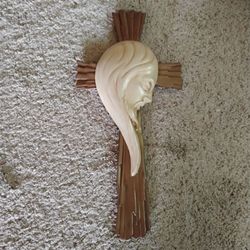 Vintage Cross and Jesus Wall Hanger