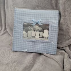 NEW Blue And White Gingham Photo Album