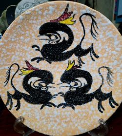 Vintage ceramic art plate crafted by the renowned Spanish artist Pablo Sanguino 10"