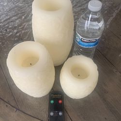 Set Of 3 Flameless Wax Candles With Remote