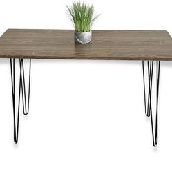 691 Home Office Desk Retro Black Hairpin Legs, 43" Gray Oak Wood Writing Table, Wooden Computer Desk Small, Student Table Hairpin, Grey Study Desk (Gr