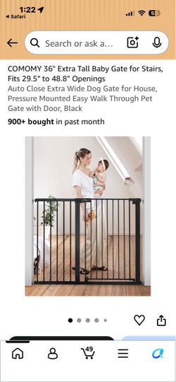 COMOMY 36" Extra Tall Baby Gate Black