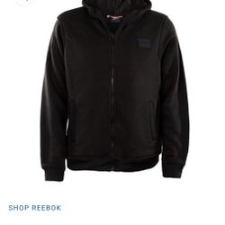 NEW Reebok MEN'S Sherpa Fleece Hoodie Jacket - MEDIUM -BLACK