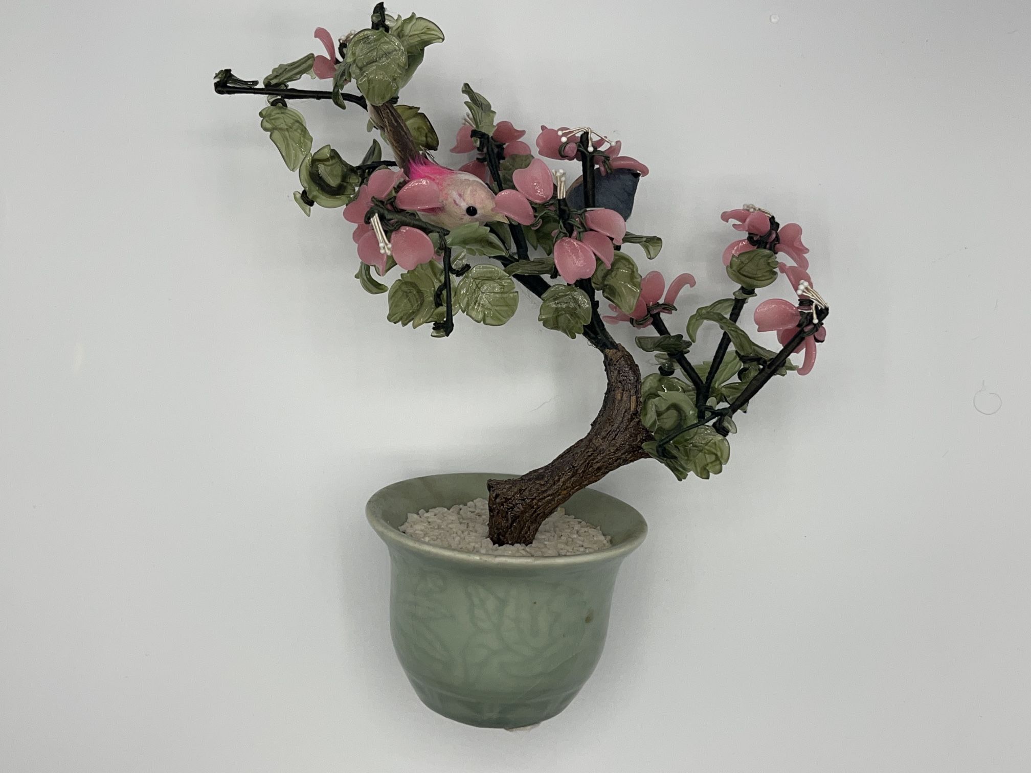 Vintage Glass Bonsai Flowering Tree
