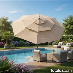 10' Outdoor Umbrella 3-Tier Tilting