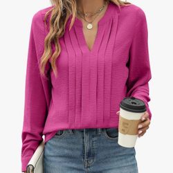 Formal Pink Blouse With Foldable Sleeves