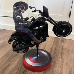 Captain America On Motorcycle Statue Figure 