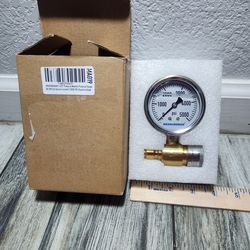 Measureman 2-1/2" Pressure Washer Pressure Gauge Kit 3/8 Inch Quick Connect 0-5000 PSI Glycerin Filled