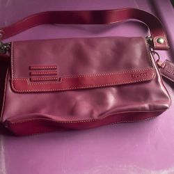 Vintage ESPRIT Magenta Faux Leather Crossbody Bag 