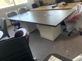 Modern confer table 4x8’ white gray