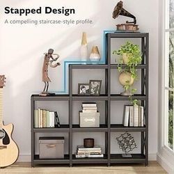 New 12 Shelf Industrial Ladder Corner Bookshelf