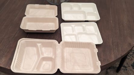 Bagasse Togo Containers And Plates Various Sizes And Shapes