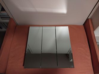 Frameless Tri-View Mirrored Medicine Cabinet – Like New