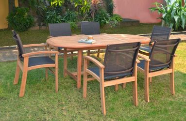 Brand New 7 Pieces Oval Extendable Dining Set 100% FSC Teak Wood, Ideal Furniture Set For Outdoor And patio