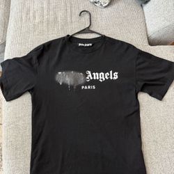 Black Sprayed Logo Palm Angels Tshirt 