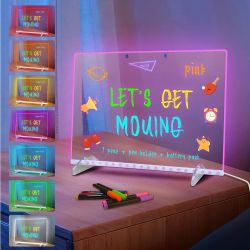 Led Drawing Board for Kids, Light Up Drawing Pad with 8 Color 6 Modes, Neon Glow Dry Erase Board with Built-in Stand, Suitable for the office, Gifts f