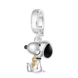 S925 STERLING SILVER SNOOPY & WOODSTOCK PEANUTS CHARM