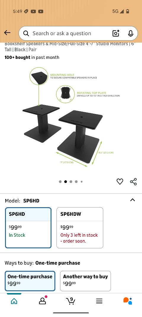 Pair 2x Kanto Metal Speaker Stands SP6HD - Retail For $100 Each